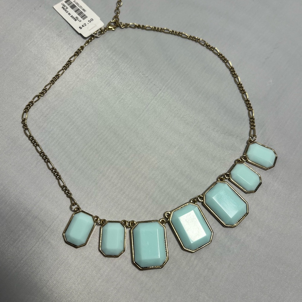 JCREW NWT Gold and Mint Geometric Statement Necklace